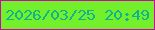 文字の大きさ：2、枠の色：cb06ac、背景の色：74ef2b、文字の色：0db48e 無料ブログパーツのブログ時計