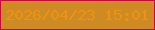 文字の大きさ：5、枠の色：cb0740、背景の色：ce8b23、文字の色：ec9316 無料ブログパーツのブログ時計