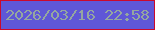 文字の大きさ：2、枠の色：cb092c、背景の色：5f57d7、文字の色：95a7a0 無料ブログパーツのブログ時計