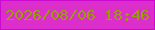 文字の大きさ：1、枠の色：cb0ad0、背景の色：dc2ecb、文字の色：999e07 無料ブログパーツのブログ時計