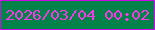 文字の大きさ：3、枠の色：cb0ae8、背景の色：038249、文字の色：f63be4 無料ブログパーツのブログ時計