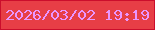 文字の大きさ：5、枠の色：cb0e2c、背景の色：e73e46、文字の色：e996ff 無料ブログパーツのブログ時計