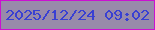 文字の大きさ：4、枠の色：cb11d1、背景の色：988aaa、文字の色：3940d2 無料ブログパーツのブログ時計