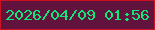 文字の大きさ：1、枠の色：cb1220、背景の色：61133d、文字の色：0ee87a 無料ブログパーツのブログ時計