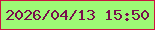 文字の大きさ：1、枠の色：cb1541、背景の色：9df975、文字の色：780e4d 無料ブログパーツのブログ時計