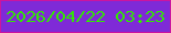 文字の大きさ：2、枠の色：cb159f、背景の色：7f2ad7、文字の色：33e406 無料ブログパーツのブログ時計