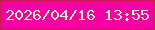 文字の大きさ：5、枠の色：cb1a50、背景の色：f402a1、文字の色：d7f9c3 無料ブログパーツのブログ時計