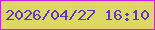 文字の大きさ：2、枠の色：cb1fe3、背景の色：ddd763、文字の色：5f37cf 無料ブログパーツのブログ時計
