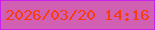 文字の大きさ：1、枠の色：cb20eb、背景の色：d15fb2、文字の色：f73d10 無料ブログパーツのブログ時計