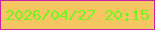 文字の大きさ：2、枠の色：cb21a3、背景の色：f5c661、文字の色：70f51f 無料ブログパーツのブログ時計
