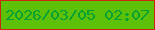 文字の大きさ：3、枠の色：cb270f、背景の色：5dc009、文字の色：05a231 無料ブログパーツのブログ時計