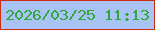文字の大きさ：4、枠の色：cb2c0d、背景の色：a9c3f5、文字の色：31a93a 無料ブログパーツのブログ時計