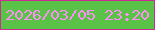 文字の大きさ：1、枠の色：cb2c93、背景の色：59c247、文字の色：ff8ff6 無料ブログパーツのブログ時計