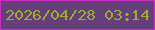 文字の大きさ：2、枠の色：cb2dc2、背景の色：643f7a、文字の色：9bae2d 無料ブログパーツのブログ時計