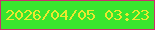文字の大きさ：4、枠の色：cb2e6e、背景の色：39e52e、文字の色：ebe82f 無料ブログパーツのブログ時計