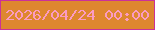 文字の大きさ：3、枠の色：cb3198、背景の色：de872f、文字の色：fb9bc2 無料ブログパーツのブログ時計