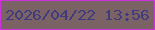 文字の大きさ：1、枠の色：cb34db、背景の色：7b6265、文字の色：403a7f 無料ブログパーツのブログ時計
