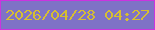 文字の大きさ：1、枠の色：cb34df、背景の色：7f72c6、文字の色：d6be32 無料ブログパーツのブログ時計