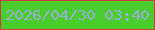 文字の大きさ：2、枠の色：cb3e3e、背景の色：48cd2c、文字の色：9aacd9 無料ブログパーツのブログ時計