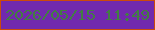 文字の大きさ：2、枠の色：cb4a0a、背景の色：7129ad、文字の色：427d42 無料ブログパーツのブログ時計