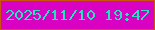 文字の大きさ：5、枠の色：cb540c、背景の色：da02c2、文字の色：24e4be 無料ブログパーツのブログ時計