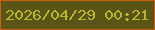 文字の大きさ：2、枠の色：cb6012、背景の色：5a5417、文字の色：b9b728 無料ブログパーツのブログ時計
