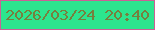 文字の大きさ：2、枠の色：cb6096、背景の色：2ce58e、文字の色：777f3e 無料ブログパーツのブログ時計