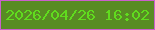 文字の大きさ：4、枠の色：cb60cd、背景の色：588c24、文字の色：60dc1e 無料ブログパーツのブログ時計