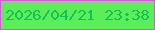 文字の大きさ：5、枠の色：cb60cf、背景の色：5bee58、文字の色：13c15c 無料ブログパーツのブログ時計