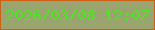 文字の大きさ：5、枠の色：cb6113、背景の色：9aa46f、文字の色：4de720 無料ブログパーツのブログ時計