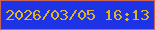 文字の大きさ：3、枠の色：cb6353、背景の色：1e33e6、文字の色：e0b422 無料ブログパーツのブログ時計