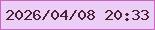 文字の大きさ：2、枠の色：cb64be、背景の色：eacef6、文字の色：4c2134 無料ブログパーツのブログ時計