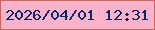 文字の大きさ：1、枠の色：cb675d、背景の色：fbb3cc、文字の色：0c266b 無料ブログパーツのブログ時計