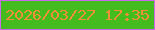 文字の大きさ：3、枠の色：cb69ed、背景の色：44bc20、文字の色：ef8f36 無料ブログパーツのブログ時計