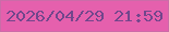文字の大きさ：4、枠の色：cb6ca8、背景の色：e560ad、文字の色：72468c 無料ブログパーツのブログ時計