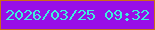 文字の大きさ：3、枠の色：cb6d18、背景の色：980fe7、文字の色：3fefdc 無料ブログパーツのブログ時計