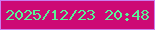 文字の大きさ：4、枠の色：cb7eee、背景の色：cd0975、文字の色：59f396 無料ブログパーツのブログ時計