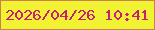 文字の大きさ：1、枠の色：cb8051、背景の色：f0f232、文字の色：ca1d76 無料ブログパーツのブログ時計