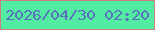 文字の大きさ：2、枠の色：cb807b、背景の色：51eba2、文字の色：5870bd 無料ブログパーツのブログ時計
