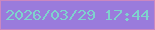 文字の大きさ：3、枠の色：cb87c0、背景の色：9a7bdc、文字の色：7fd2cd 無料ブログパーツのブログ時計