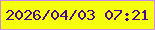 文字の大きさ：2、枠の色：cb87e5、背景の色：f5fe0f、文字の色：50068e 無料ブログパーツのブログ時計
