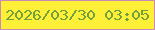 文字の大きさ：4、枠の色：cb89b5、背景の色：feef37、文字の色：72a03f 無料ブログパーツのブログ時計