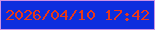 文字の大きさ：5、枠の色：cb92e6、背景の色：0d2ede、文字の色：ea3819 無料ブログパーツのブログ時計