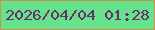 文字の大きさ：1、枠の色：cb934a、背景の色：66e18c、文字の色：682e6e 無料ブログパーツのブログ時計