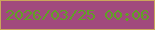 文字の大きさ：5、枠の色：cba65b、背景の色：a14a7d、文字の色：61a026 無料ブログパーツのブログ時計
