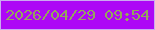 文字の大きさ：1、枠の色：cba9f1、背景の色：ad08f6、文字の色：95a55c 無料ブログパーツのブログ時計