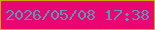 文字の大きさ：5、枠の色：cbab03、背景の色：e90672、文字の色：5e94b4 無料ブログパーツのブログ時計