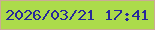 文字の大きさ：1、枠の色：cbab95、背景の色：acdb4b、文字の色：27289a 無料ブログパーツのブログ時計