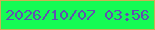 文字の大きさ：5、枠の色：cbb053、背景の色：15fb54、文字の色：624fb1 無料ブログパーツのブログ時計