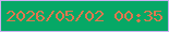 文字の大きさ：4、枠の色：cbb1f1、背景の色：06a866、文字の色：e0774f 無料ブログパーツのブログ時計